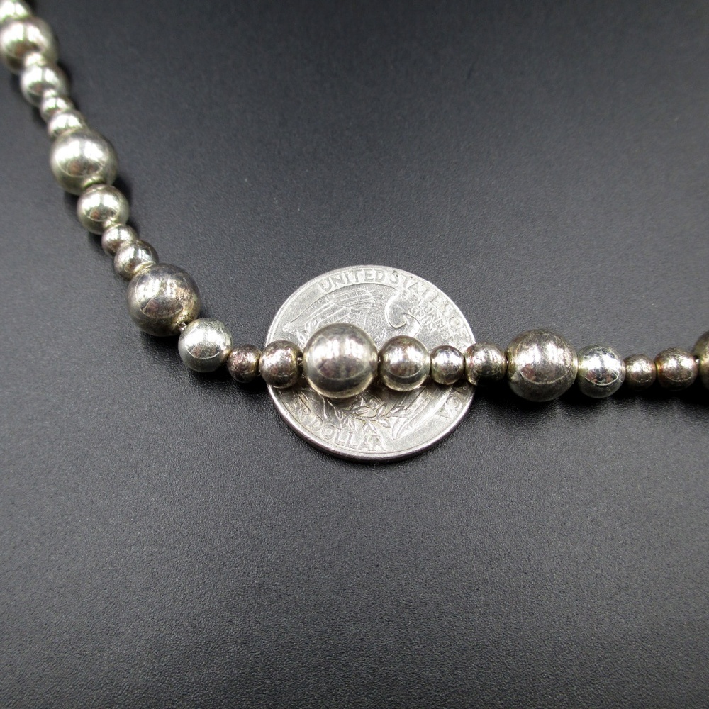 18 Inch Chaps Brand Silver Metal Beaded Necklace - Picture 4 of 7
